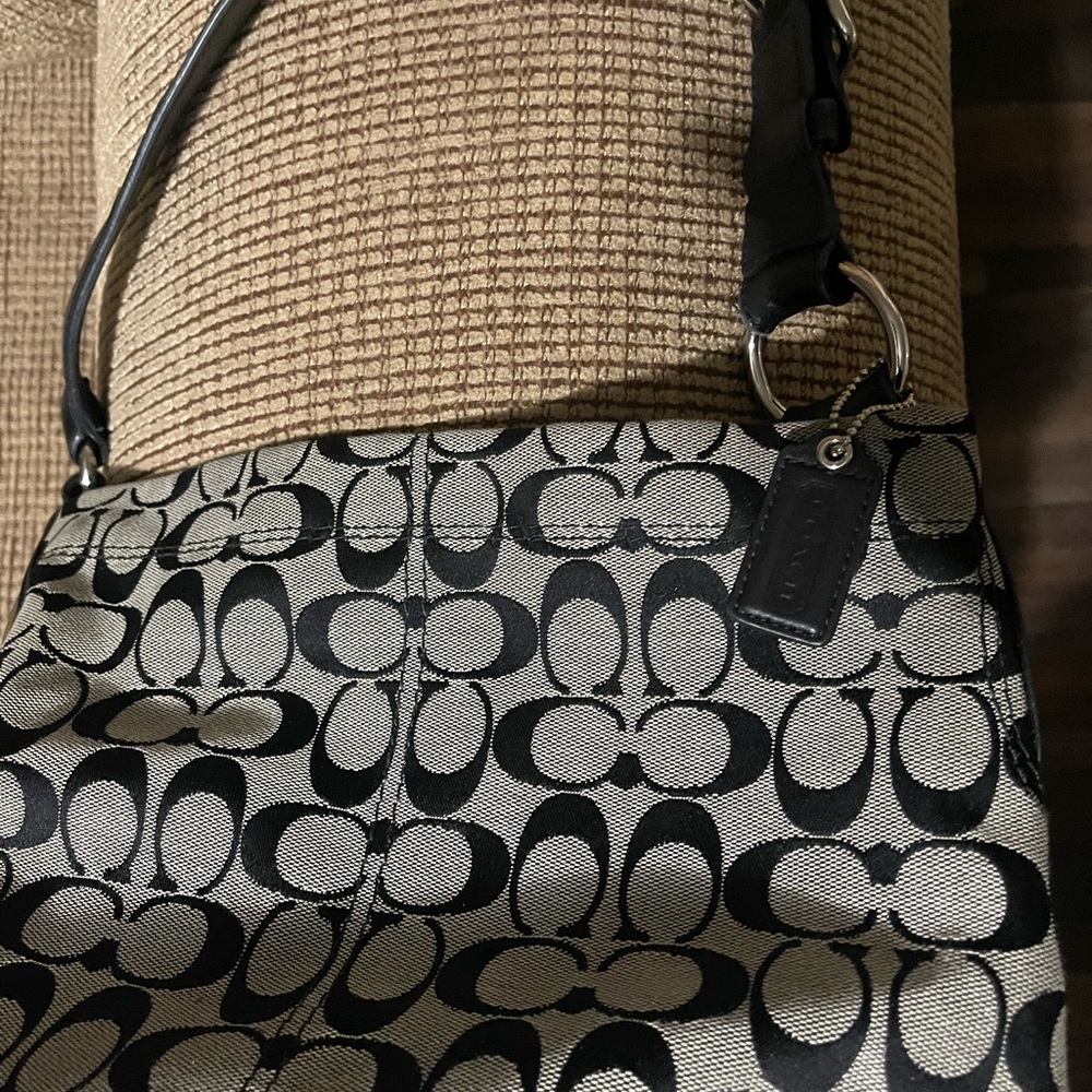 Coach Signature Black and Gray Shoulder Bag